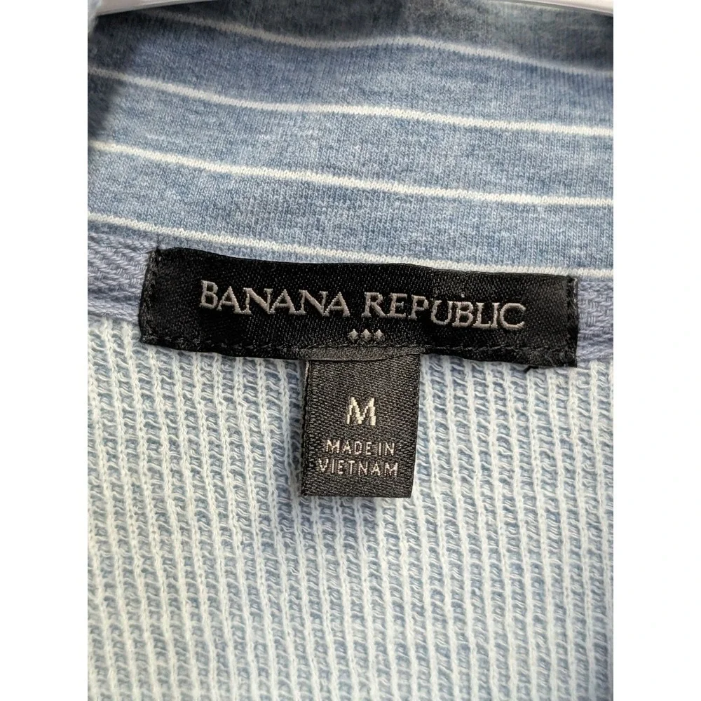 Banana Republic Men Blue Stripe Full Zip Mock Neck Sweatshirt Jacket Size M C187